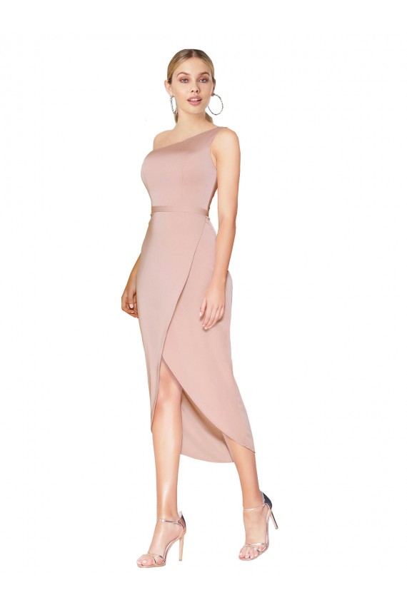 Mejores Sirena Un Hombre Cuello Alto Crepé Elástico Corto Asimétrico Formales Vestidos de dama de honor / Vestidos de fiesta / Vestidos de cóctel