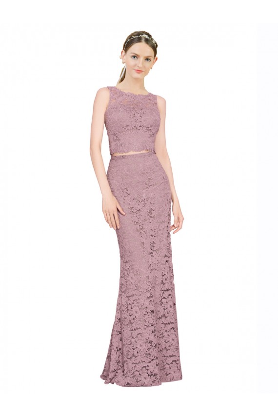 Mejores Sirena Ilusión Encaje Largo Vestidos de dama de honor / Vestidos de fiesta