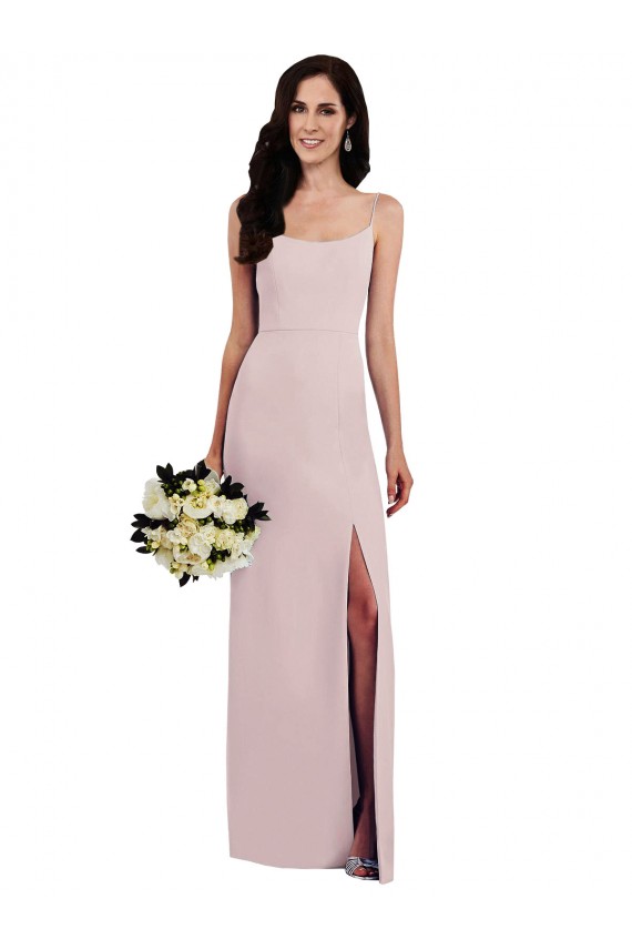 Mejores Trompeta Tirantes espagueti Crepé Elástico Largo Formales Vestidos de dama de honor / Vestidos de fiesta