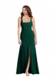 Mejores Verde Midnight Trompeta Cuadrado Crepé Elástico Largo Vestidos de dama de honor / Vestidos de fiesta