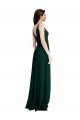 Mejores Verde Midnight línea A Cuello en V Crepé Elástico Largo Formales Vestidos de dama de honor / Vestidos de fiesta