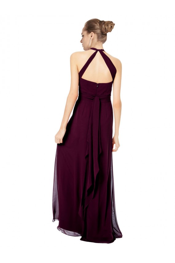 Mejores Verde Midnight línea A Halter Gasa Largo Vestidos de dama de honor