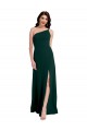 Mejores Verde Midnight línea A Un Hombre Crepé Elástico Largo Formales Vestidos de dama de honor / Vestidos de fiesta