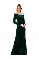 Mejores Verde oscuro Cubierta Hombros Descubiertos Terciopelo Elástico Largo Formales Vestidos de dama de honor / Vestidos de fiesta