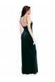 Mejores Verde oscuro Cubierta Tirantes espagueti Cuadrado Terciopelo Elástico Largo Vestidos de dama de honor / Vestidos de fiesta