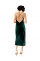 Mejores Verde oscuro Cubierta Tirantes espagueti Midi Terciopelo Elástico Corto Formales Vestidos de dama de honor / Vestidos de fiesta / Vestidos de cóctel