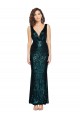 Mejores Verde oscuro Sirena Cuello en V Lentejuela Largo Formales Vestidos de dama de honor / Vestidos de fiesta