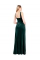 Mejores Verde oscuro línea A Cuadrado Terciopelo Elástico Largo Vestidos de dama de honor / Vestidos de fiesta