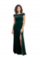 Mejores Verde oscuro línea A Cuadrado Terciopelo Elástico Largo Formales Vestidos de dama de honor / Vestidos de fiesta