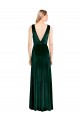 Mejores Verde oscuro línea A Cuello en V Terciopelo Elástico Largo Formales Vestidos de dama de honor / Vestidos de fiesta