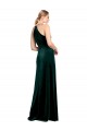 Mejores Verde oscuro línea A Tirantes espagueti Cuello joya Terciopelo Elástico Largo Vestidos de dama de honor / Vestidos de fiesta