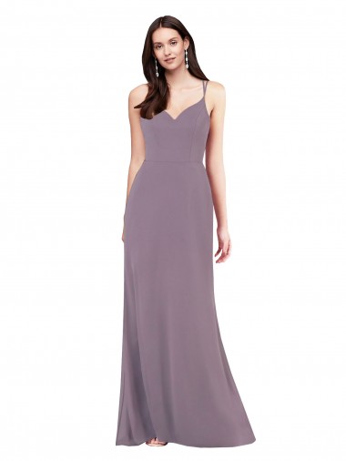 Mejores lavanda oscura Columna Cuello de Corazón Gasa Largo Formales Vestidos de dama de honor / Vestidos de noche