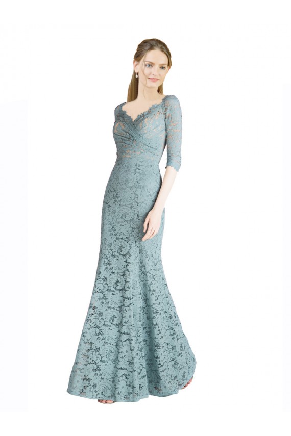 Mejores línea A Cuello de Corazón Encaje Largo Vestidos de dama de honor / Vestidos de fiesta