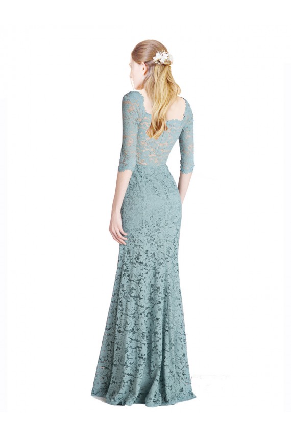 Mejores línea A Cuello de Corazón Encaje Largo Vestidos de dama de honor / Vestidos de fiesta