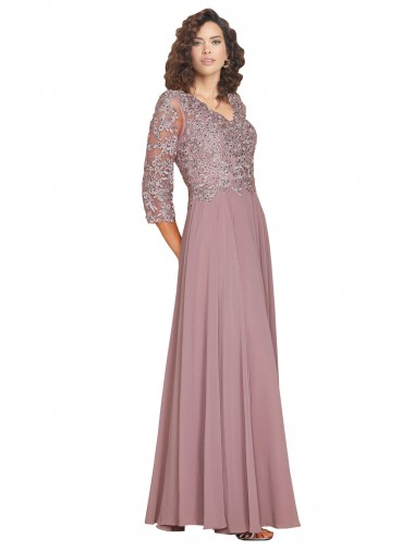 Mejores línea A Cuello en V Gasa Largo Vestidos de dama de honor / Vestidos de fiesta