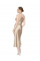 Mejores línea A Cuello en V Midi Satén sedoso Corto Formales Vestidos de dama de honor / Vestidos de fiesta / Vestidos de cóctel