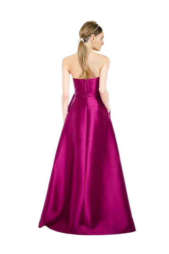 Mejores línea A Cuello en V Satén Largo Vestidos de dama de honor / Vestidos de fiesta