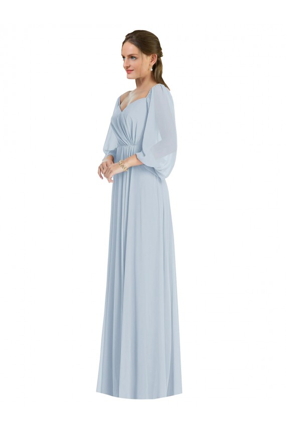 Mejores línea A Hombros Descubiertos Gasa Largo Formales Vestidos de dama de honor / Vestidos de noche