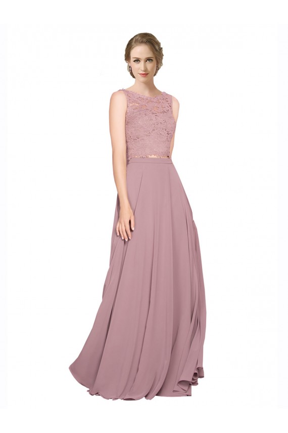 Mejores línea A Ilusión Gasa Encaje Largo Vestidos de dama de honor / Vestidos de fiesta